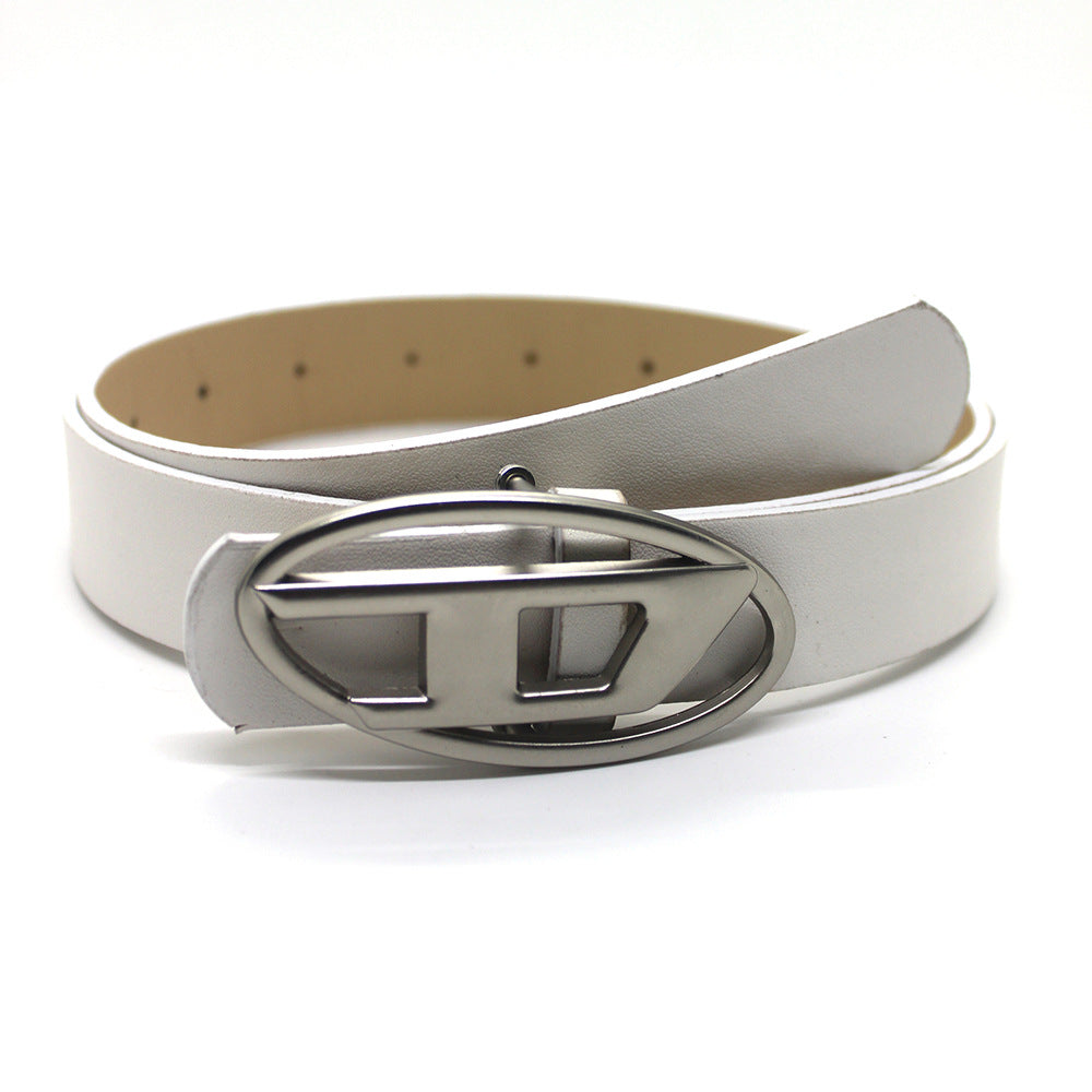 Women's & Men's Trendy Letter Oval Metal Snap Button Belts