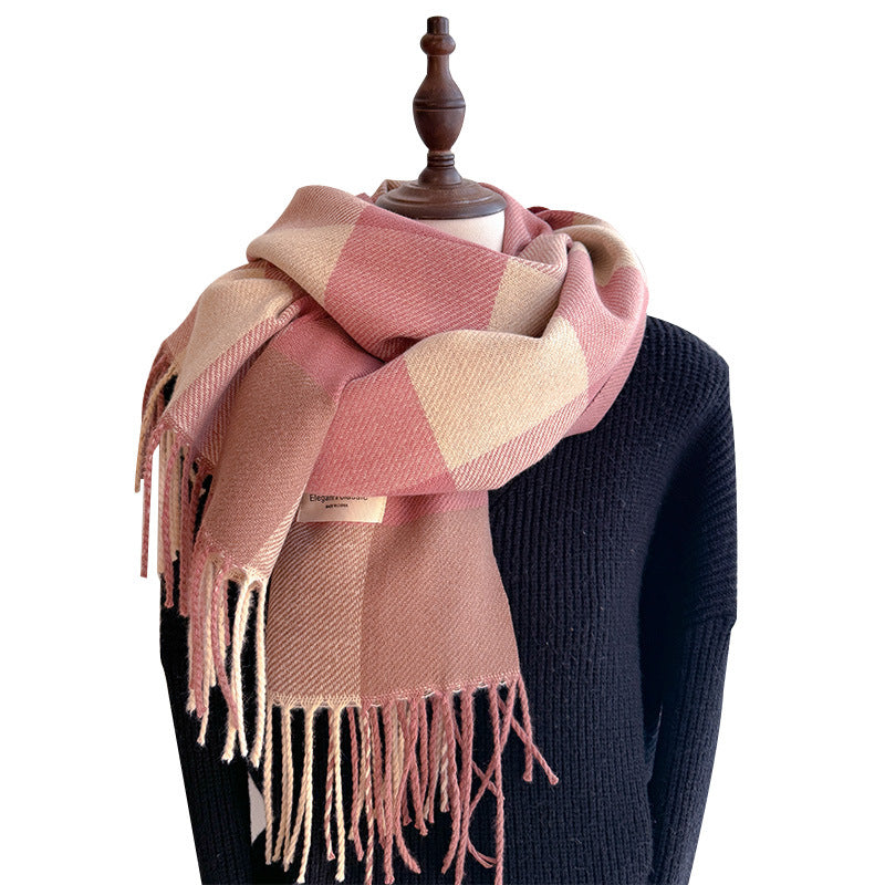 Women's Striped Plaid Talma Elegant Style Warm Scarfs