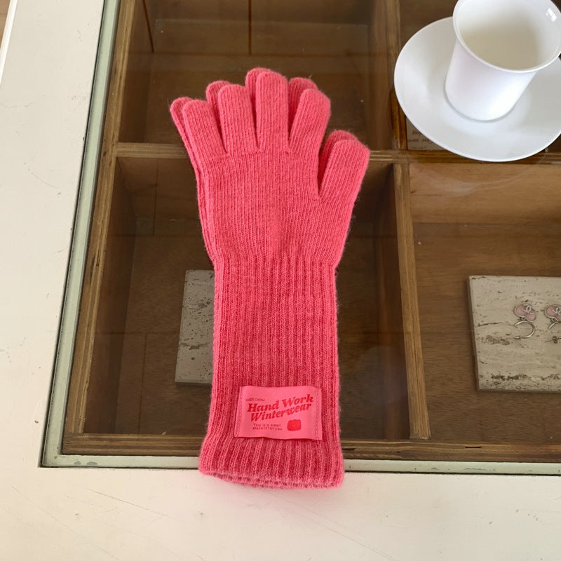 Women's Knitted Long Winter Five Finger Warm Gloves