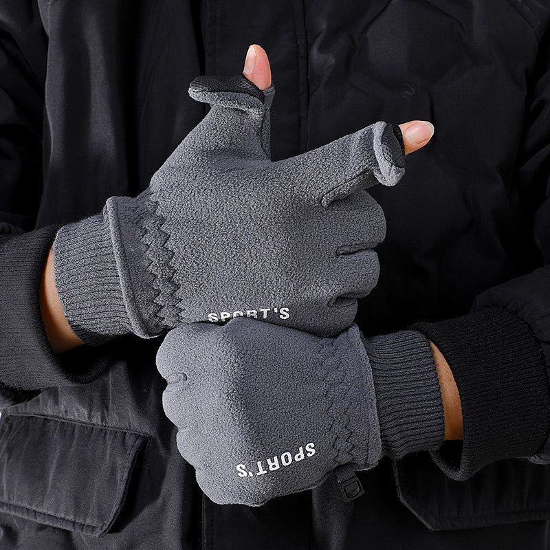 Women's & Men's Warm Riding Fleece-lined Thick Touch Screen Open Finger Motorcycle Gloves