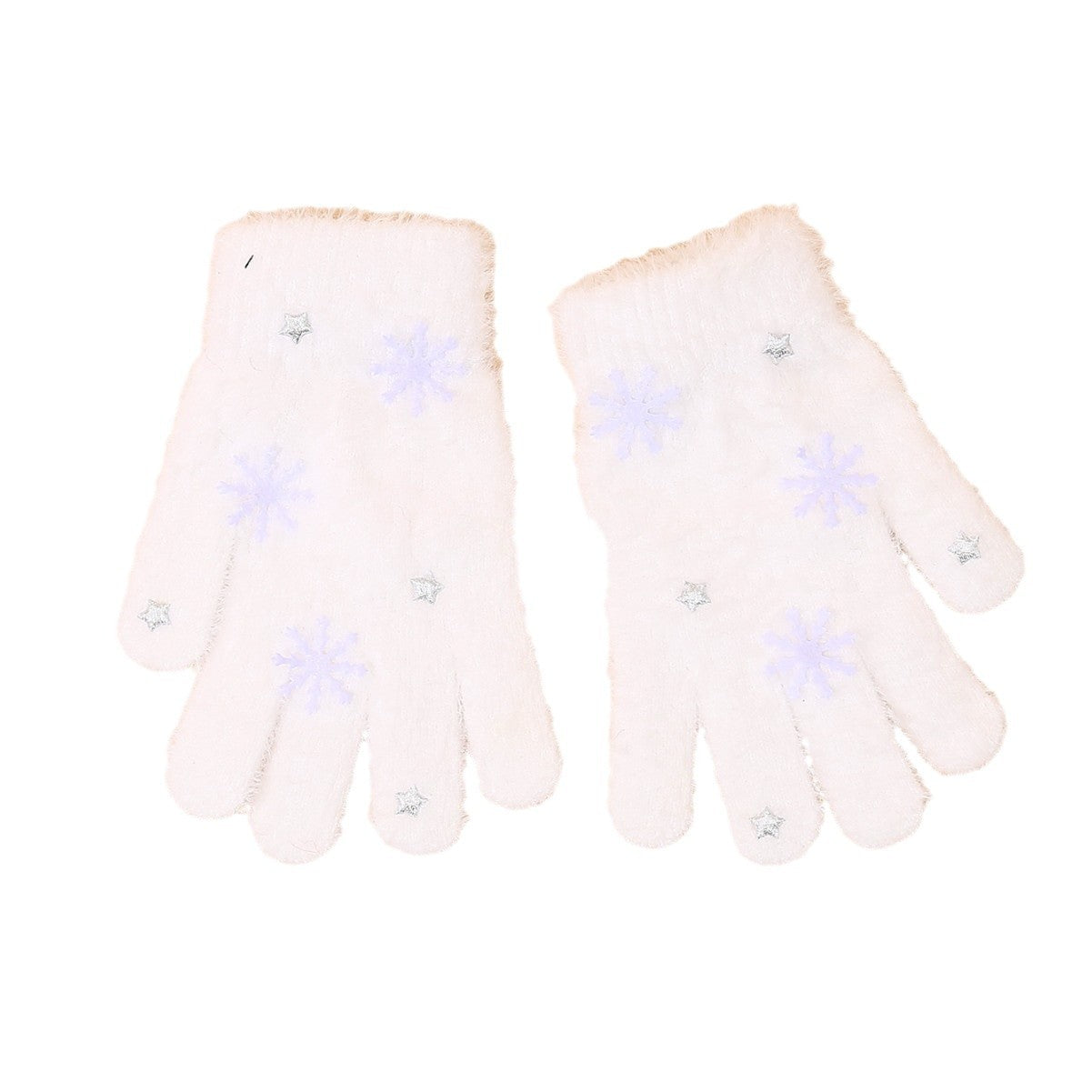 Woolen Knitted Printed Warm Mink Fur Gloves