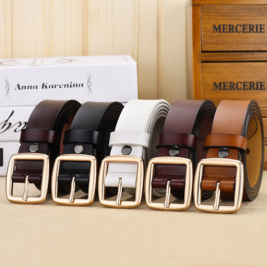 Women's Oil Edge Cowhide Pin Buckle Fashion Korean Belts