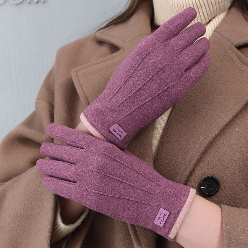 Women's Cold Protection Cotton Polar Fleece Touch Gloves