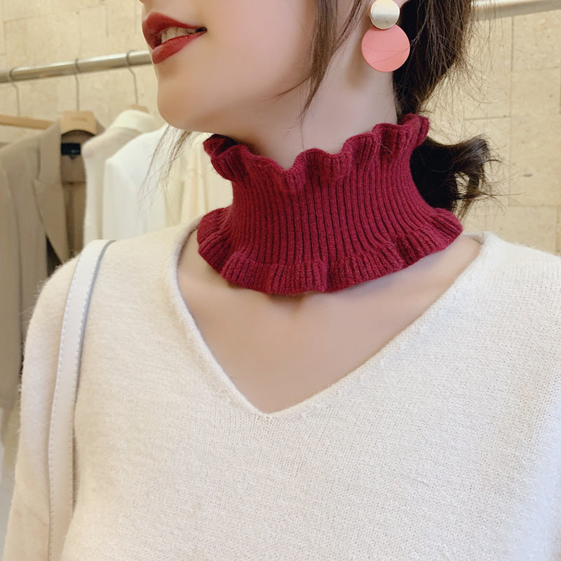 Women's Thin Knitted Closed Toe Pullover Wooden Ear Neck Scarfs