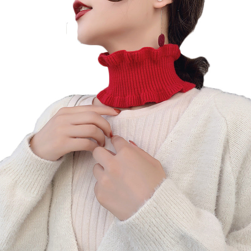 Women's Thin Knitted Closed Toe Pullover Wooden Ear Neck Scarfs