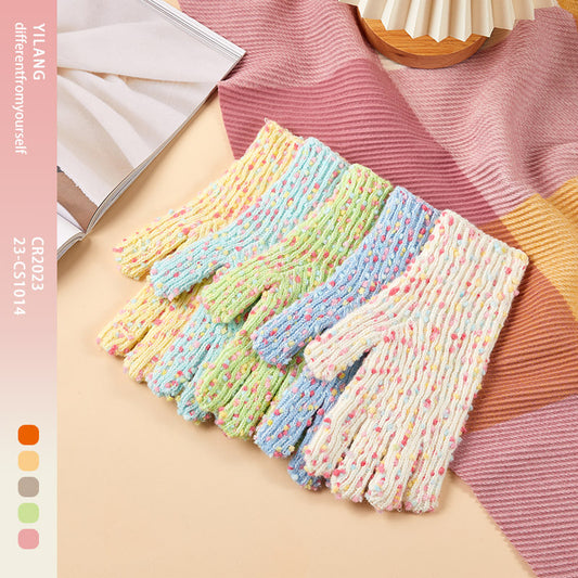 Women's Fleece-lined Candy Color Fashion Open Finger Gloves