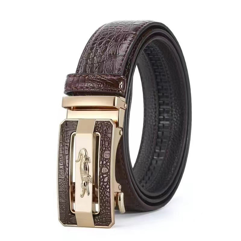 Men's Pattern For Alloy Leather Automatic Buckle Cowhide Belts