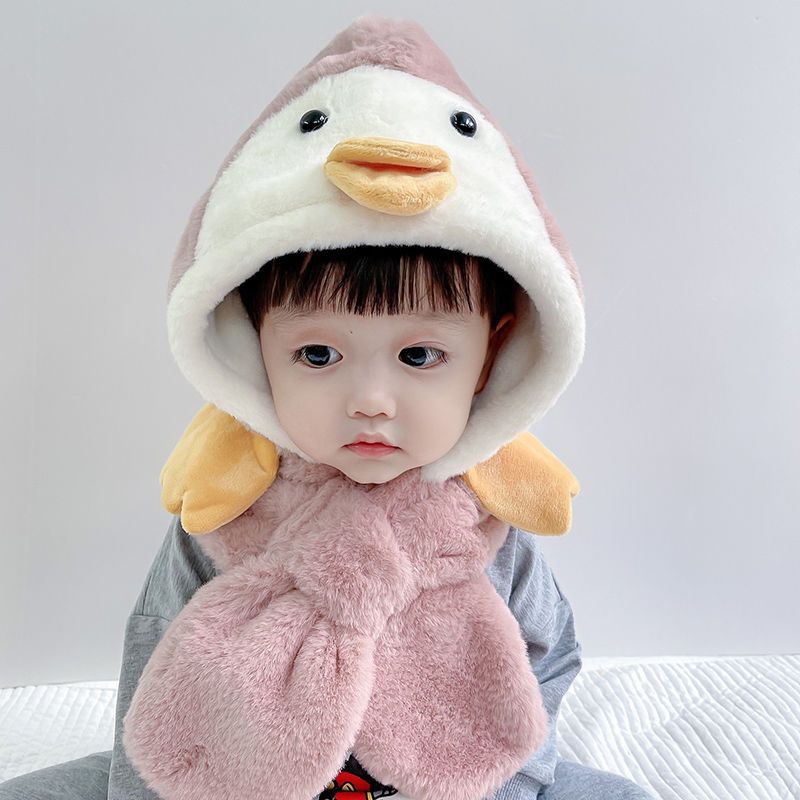 Hat Integrated Face Care Plush Infant Earmuffs Fleece-lined Thickened Kids' Headwear