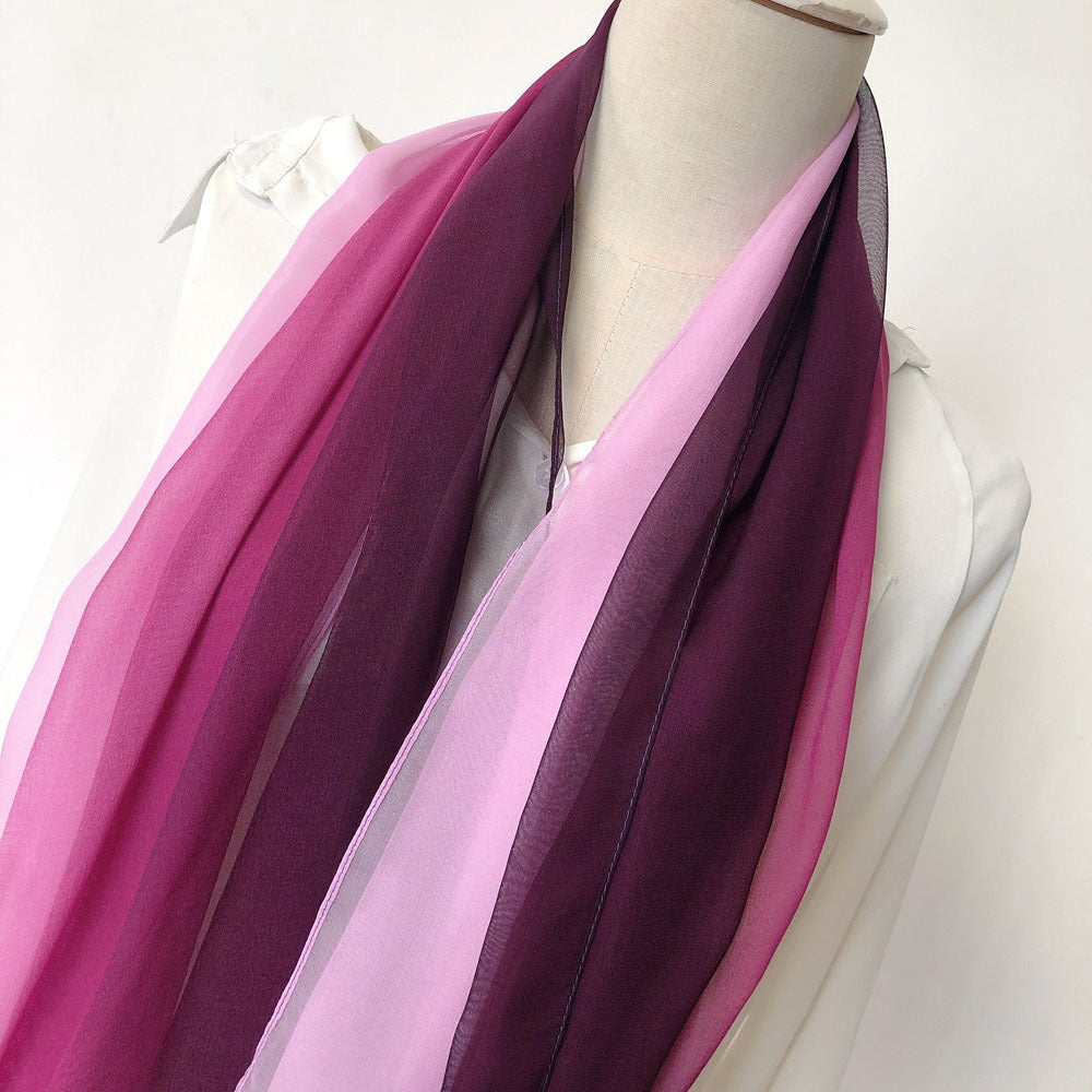 Women's Gradient Color Matching Vertical Soft Georgette Long Scarfs