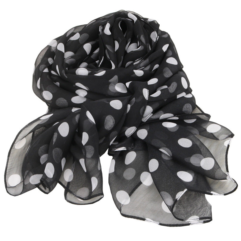 Women's Korean Style Polka Dot Georgette Long Scarfs