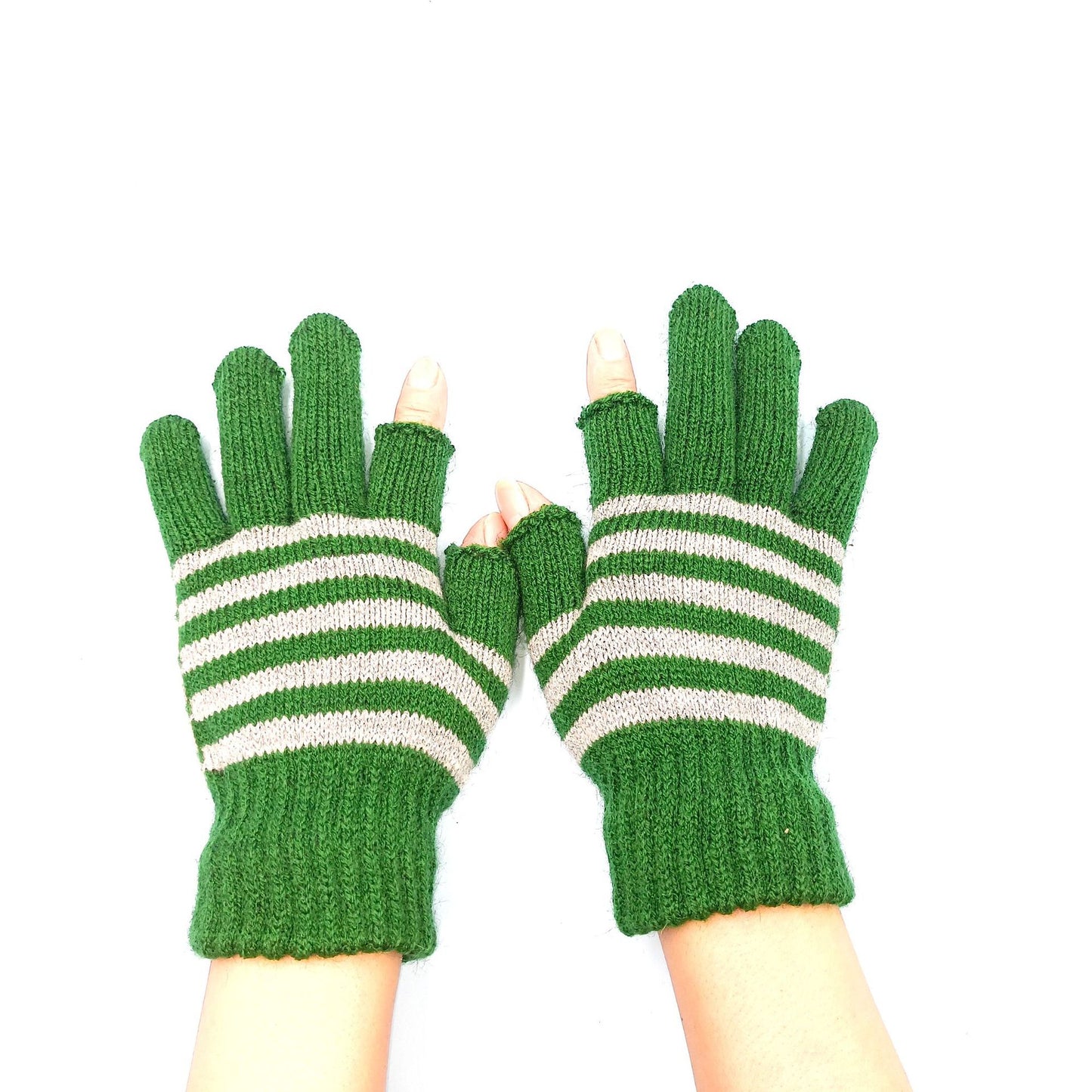 Women's & Men's Fingers Touch Screen Striped Knitted Knitting Gloves