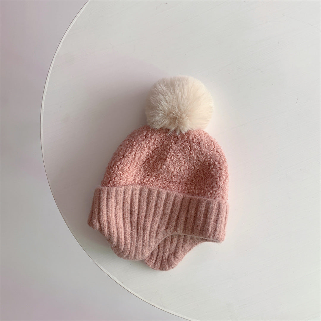 Children's Warm Earflaps Cute Fur Ball Knitted Kids' Headwear