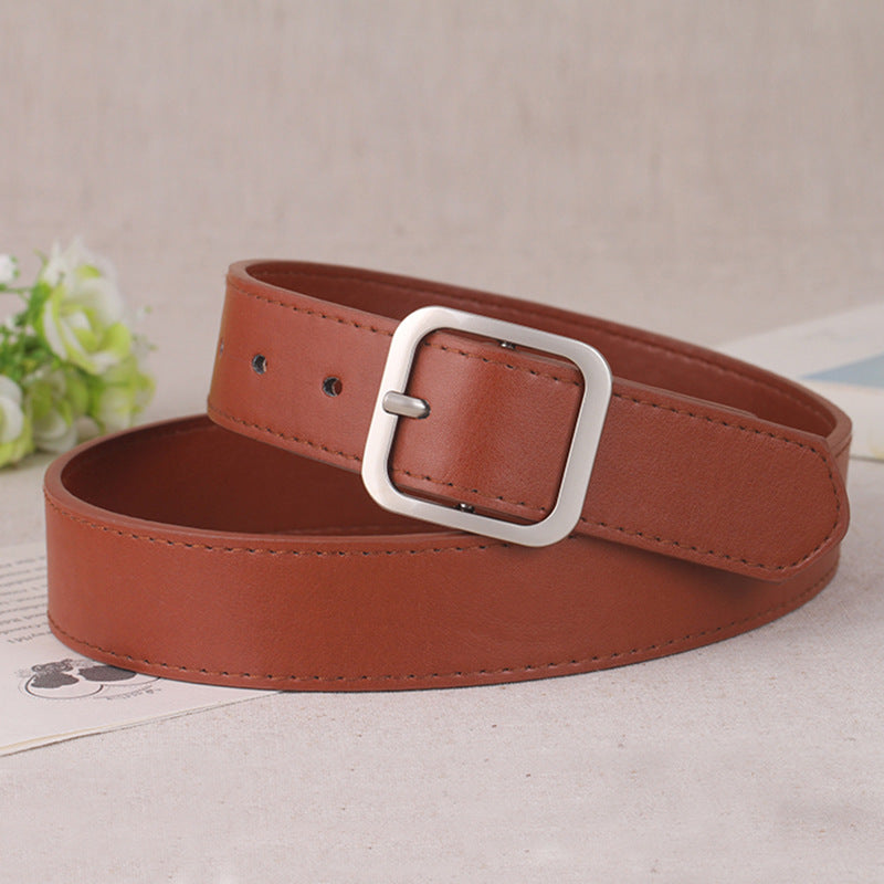 Women's Korean Style Retro Simple Square Buckle Belts