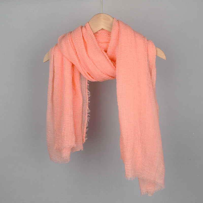 Women's Solid Color Cotton Linen Hair Towel Monochrome Scarfs