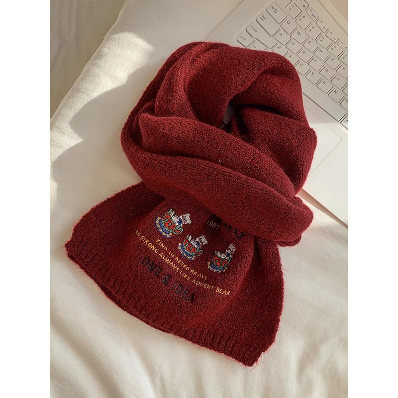 Women's Korean Wool Bear Soft Solid Color Scarfs