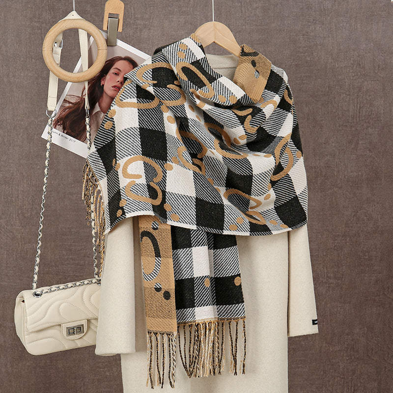 Women's Popular Mickey Plaid Artificial Cashmere Korean Scarfs