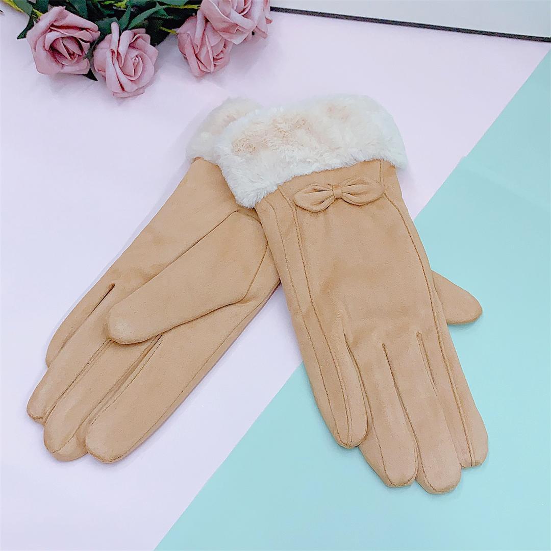 Women's Fleece-lined Waterproof Warm Bow Sweet Outdoor Gloves