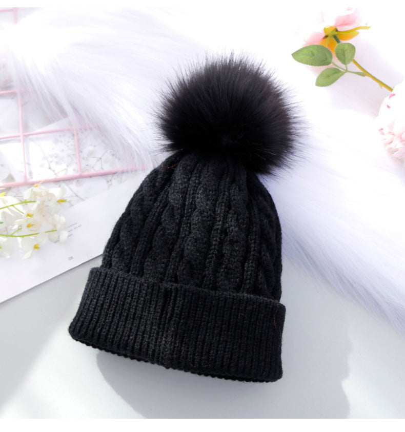 Woolen With Fur Ball Pure Cute Kids' Headwear