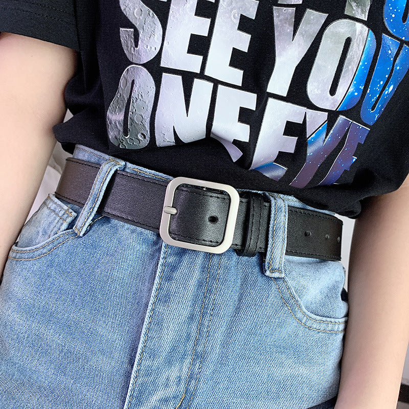 Women's Korean Style Retro Simple Square Buckle Belts