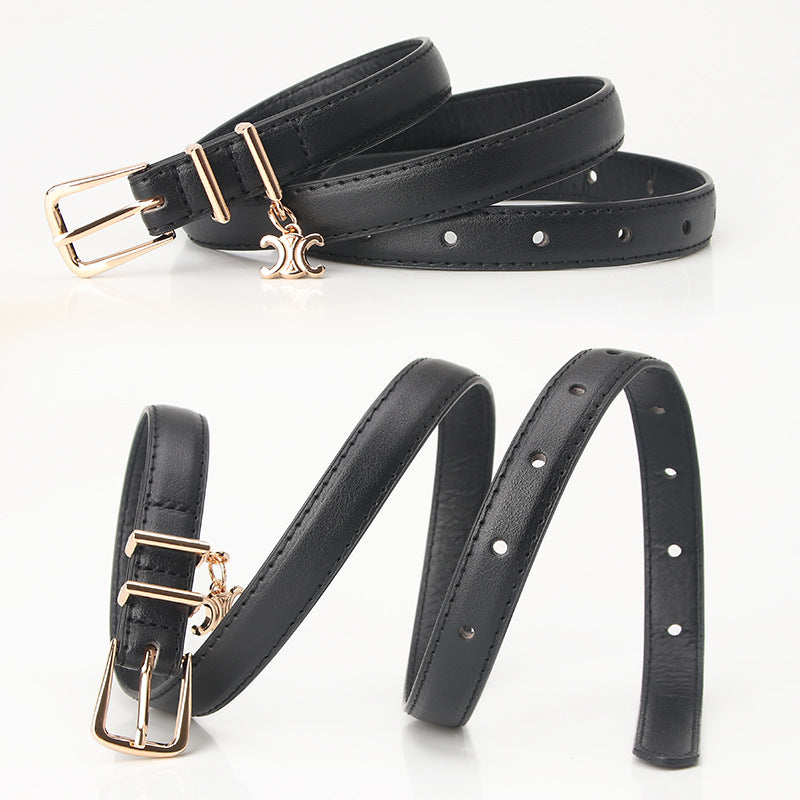 Women's Double Decorative Jeans Pant Summer Versatile Belts