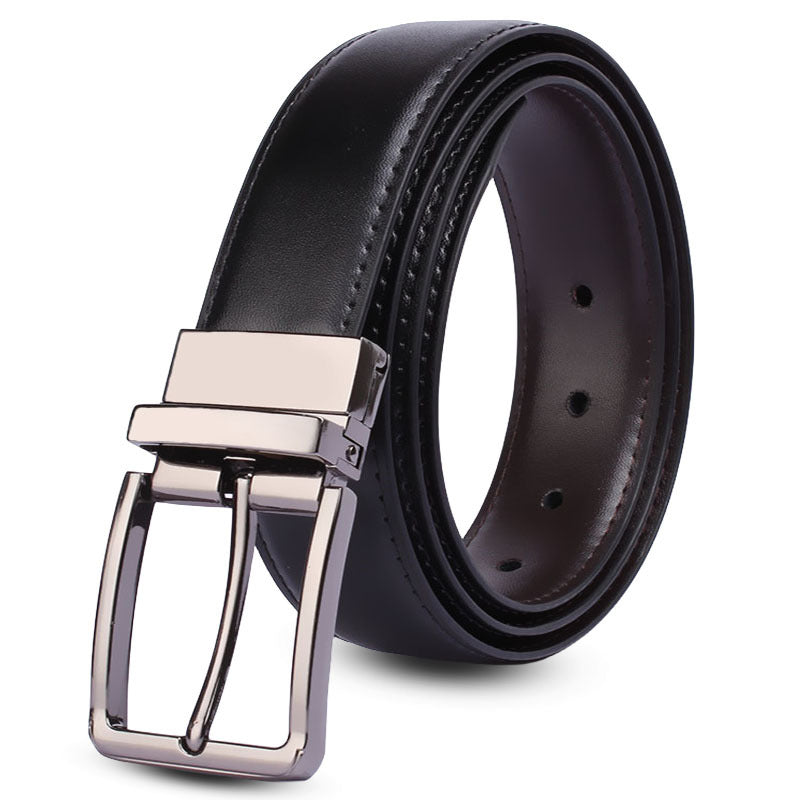 Men's Rotating Buckle Cowhide Pin Casual Double-sided Belts