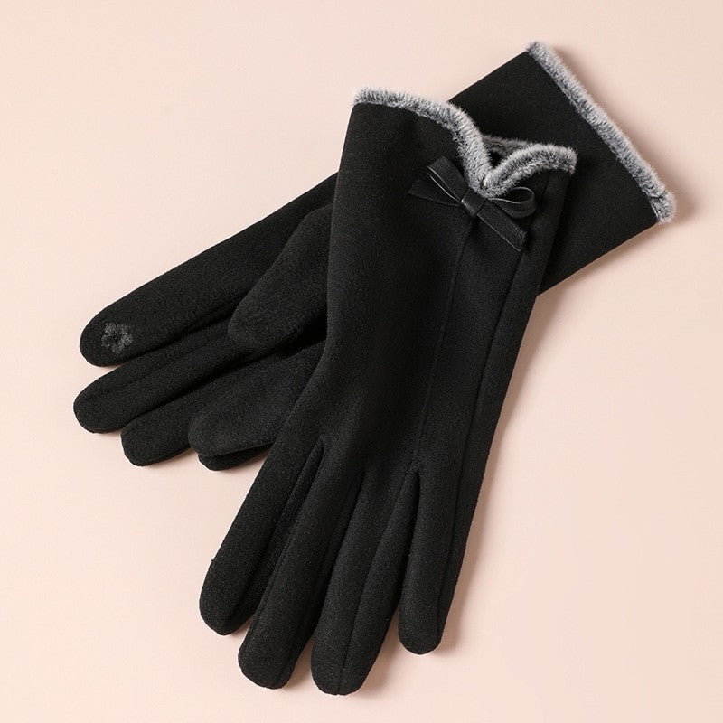 Women's Outdoor Sports Cycling Driving Elegant Fleece-lined Gloves