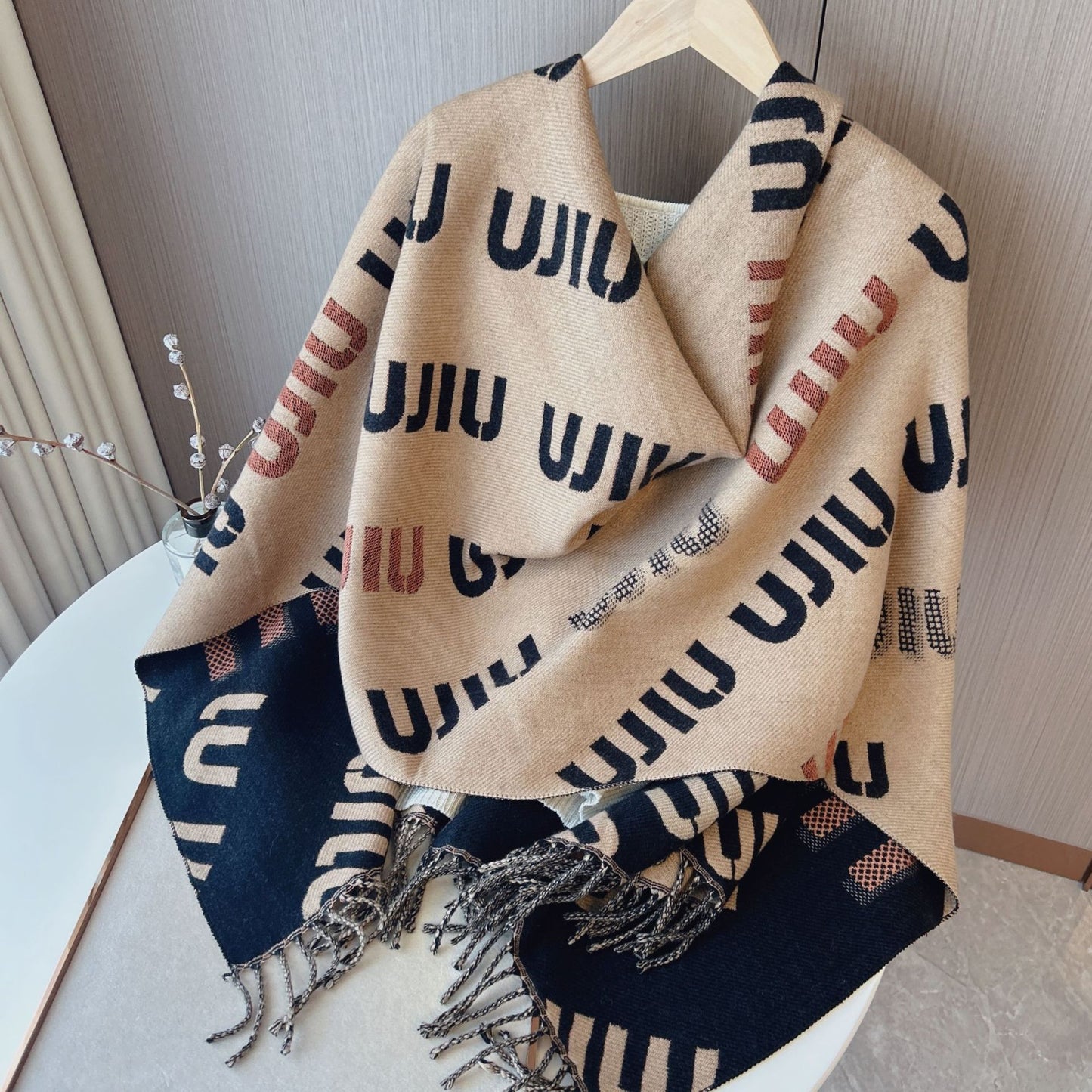 Korean Fashion Shawl Double-sided Jacquard Tassel Scarfs