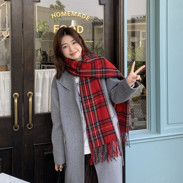 Women's High-grade Plaid Shawl Autumn Versatile Fashion Scarfs