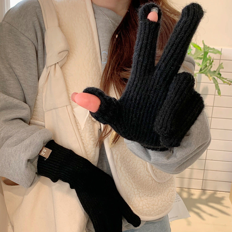 Women's Winter Wool Touch Screen Warm Korean Gloves