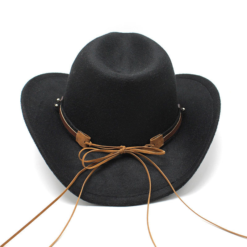 Women's Label Western Denim Top Hat Woolen Fedora Felt Hats & Caps