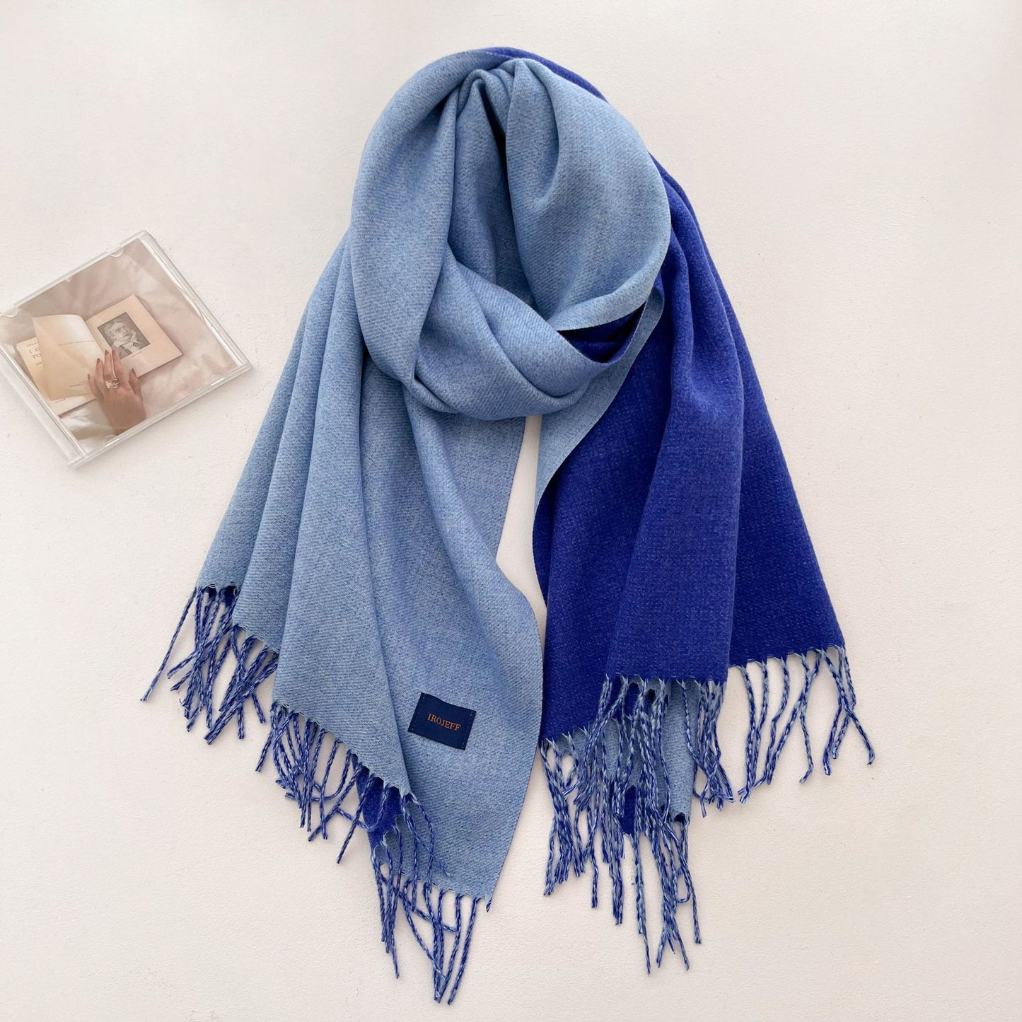 Women's Solid Color Tassel Satine Double-sided Shawl Scarfs