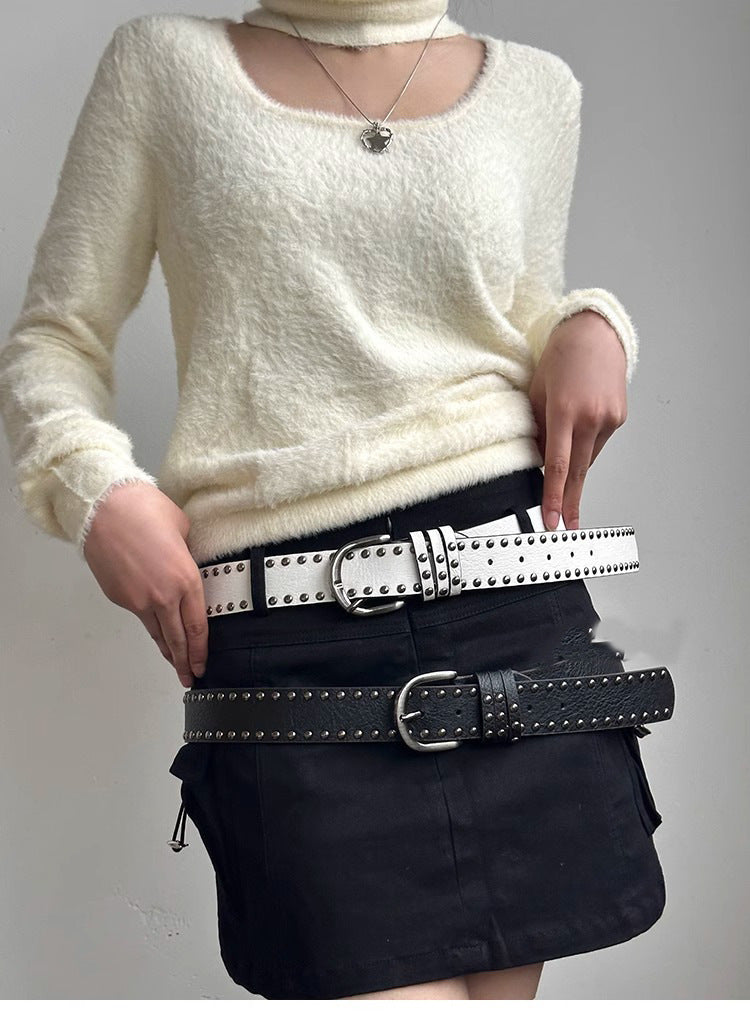 Style Double Row Rivet Versatile Niche Belts