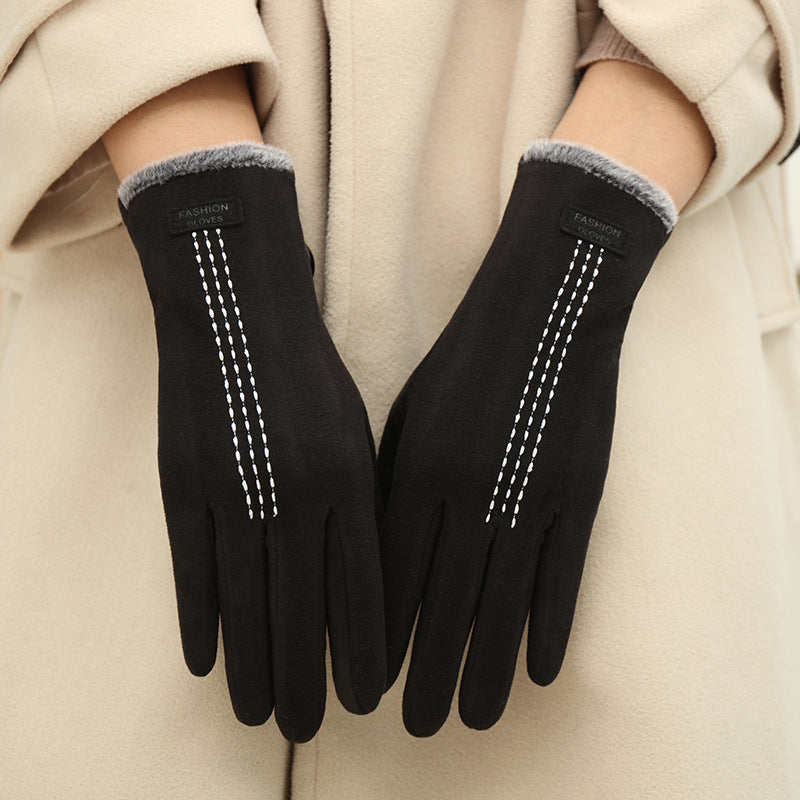 Women's Cold Protection Cotton Polar Fleece Touch Gloves