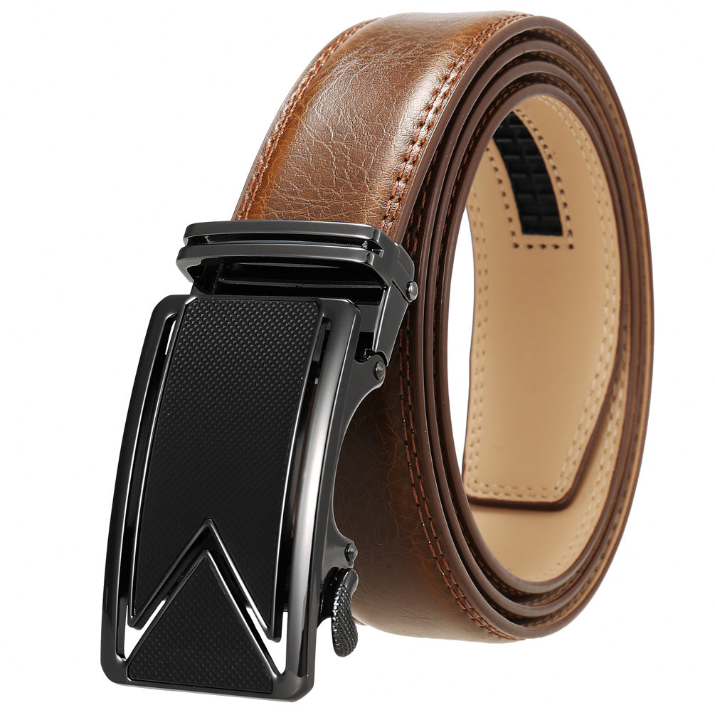 Men's Leather Cowhide Automatic Buckle Pants Korean Belts