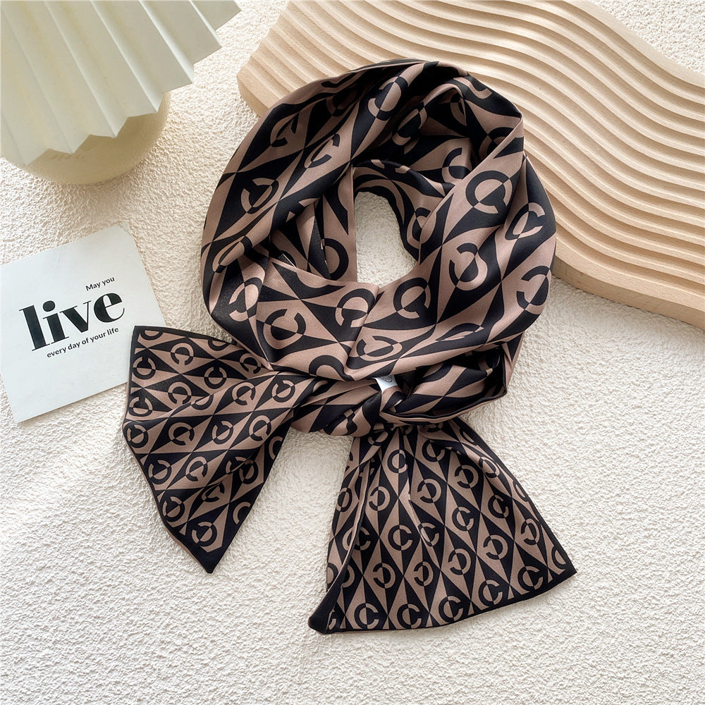 Women's Long Versatile Thin Decorative Ribbon Double-sided Scarfs