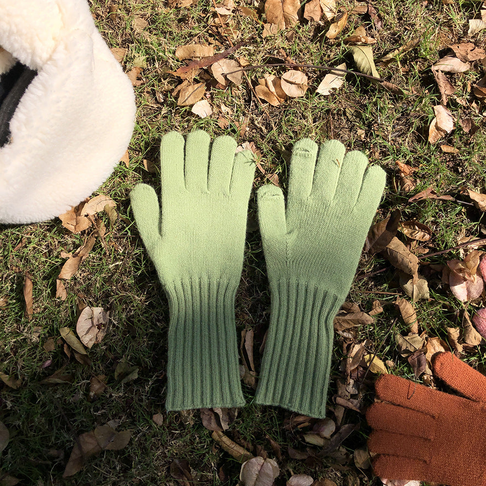 Color Warm Keeping Knitted Playable Mobile Gloves