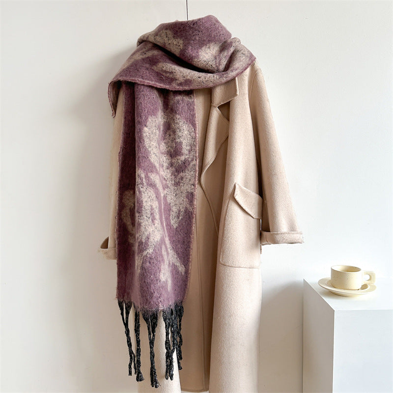 Women's Rose Flower Solid Color Matching Fashion Scarfs