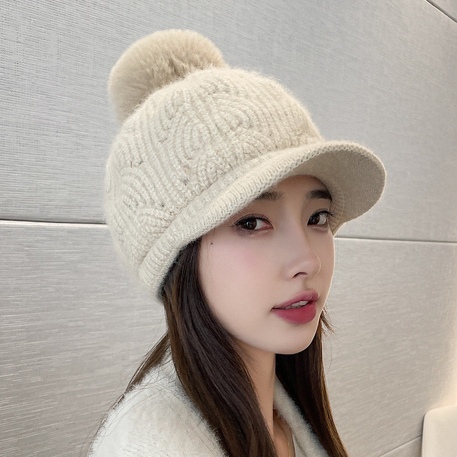 Women's Hair Baseball Korean Textured Sequined Fur Hats & Caps