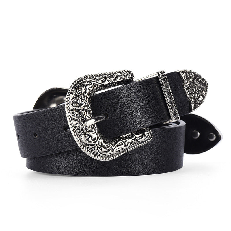 Women's & Men's Fashion Carved Buckle Decorative Double Elegant Belts