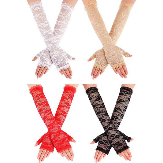 Women's Finger Lace Summer Sun Protection Oversleeve Driving Gloves