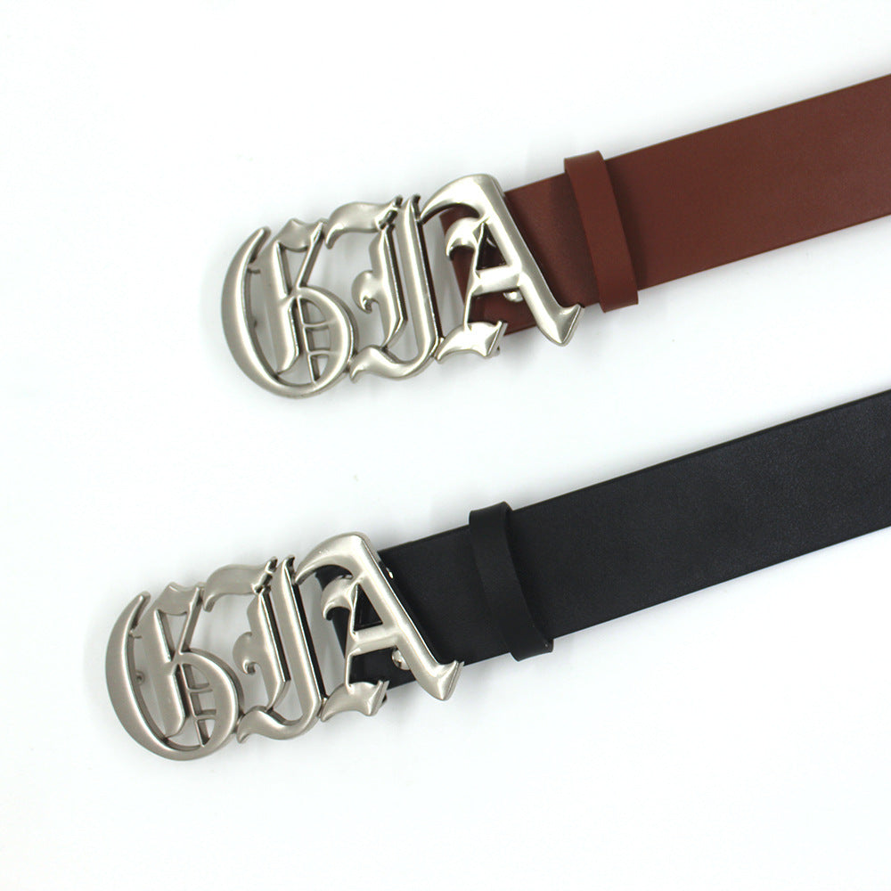 Trendy Retro Punk Distressed Letters Korean Belts