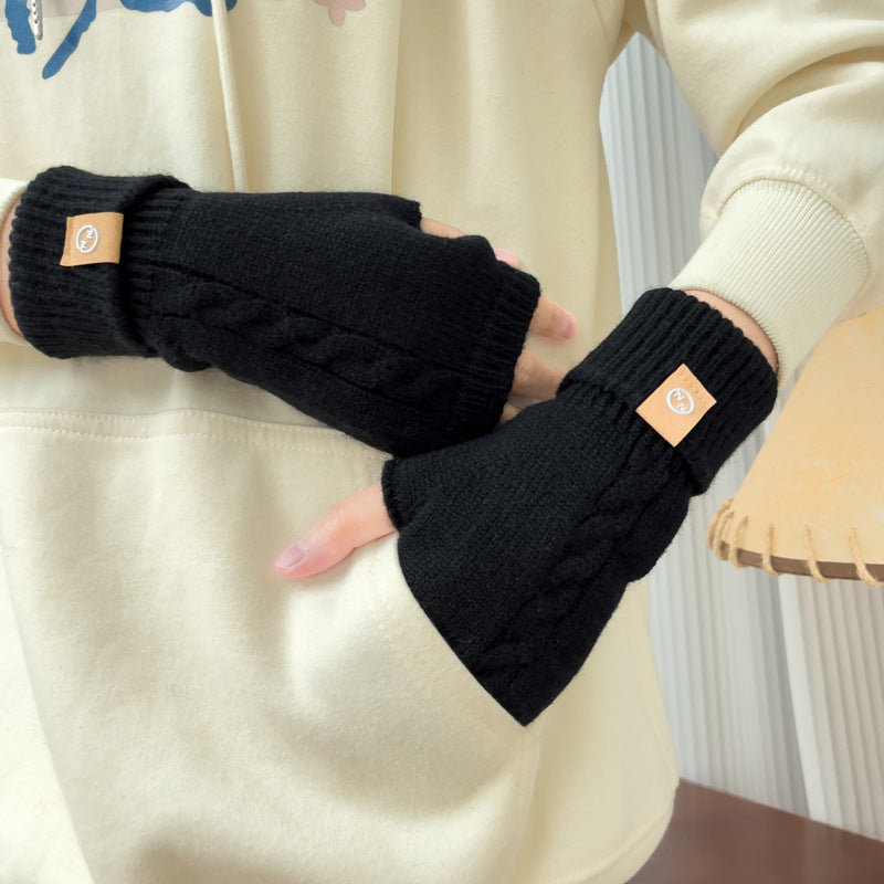 Women's Riding Touch Screen Open Finger Knitted Gloves