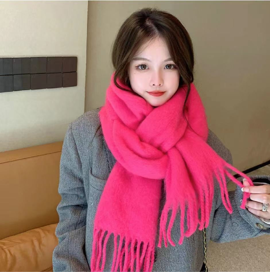 Women's Korean Style Mohair Tassel For Winter Long Scarfs