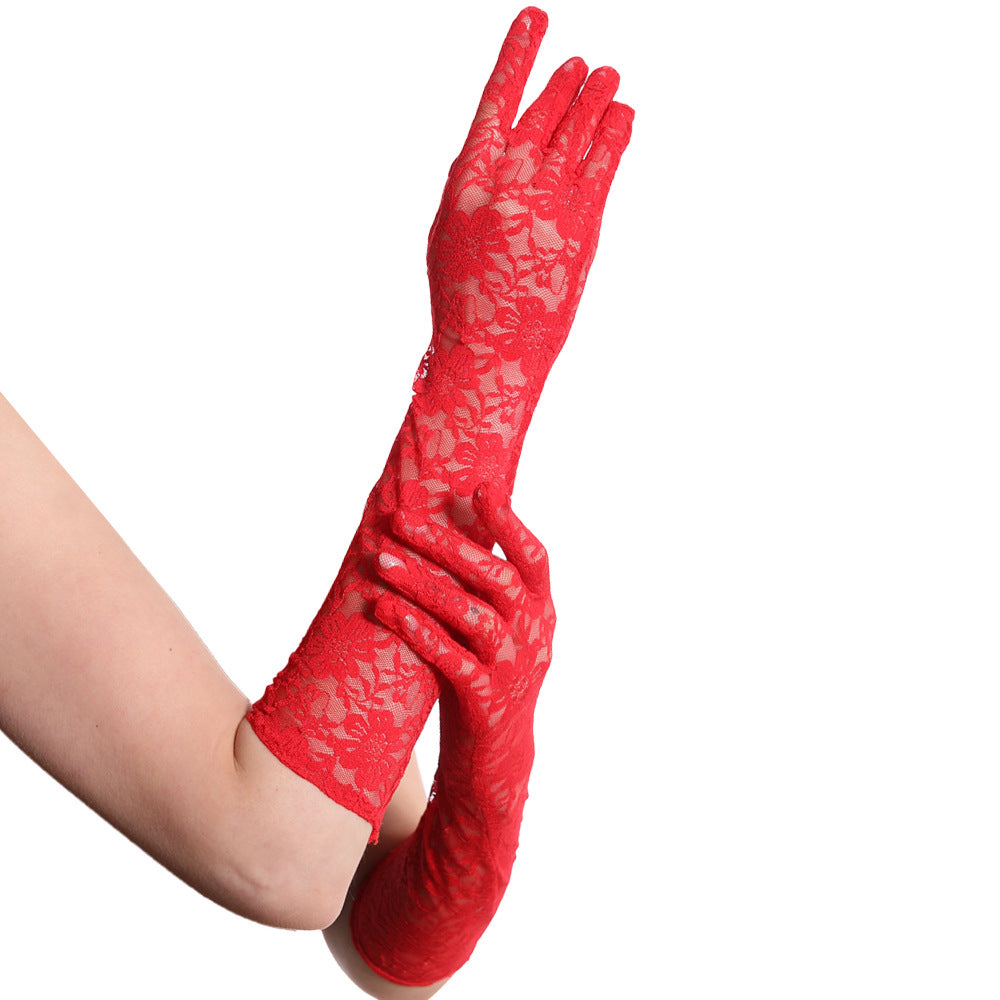 Women's Cm Long Chrysanthemum Lace Sun Protection Gloves