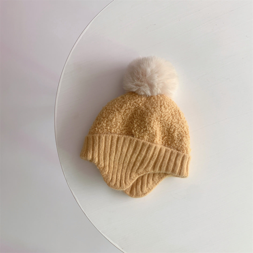 Children's Warm Earflaps Cute Fur Ball Knitted Kids' Headwear