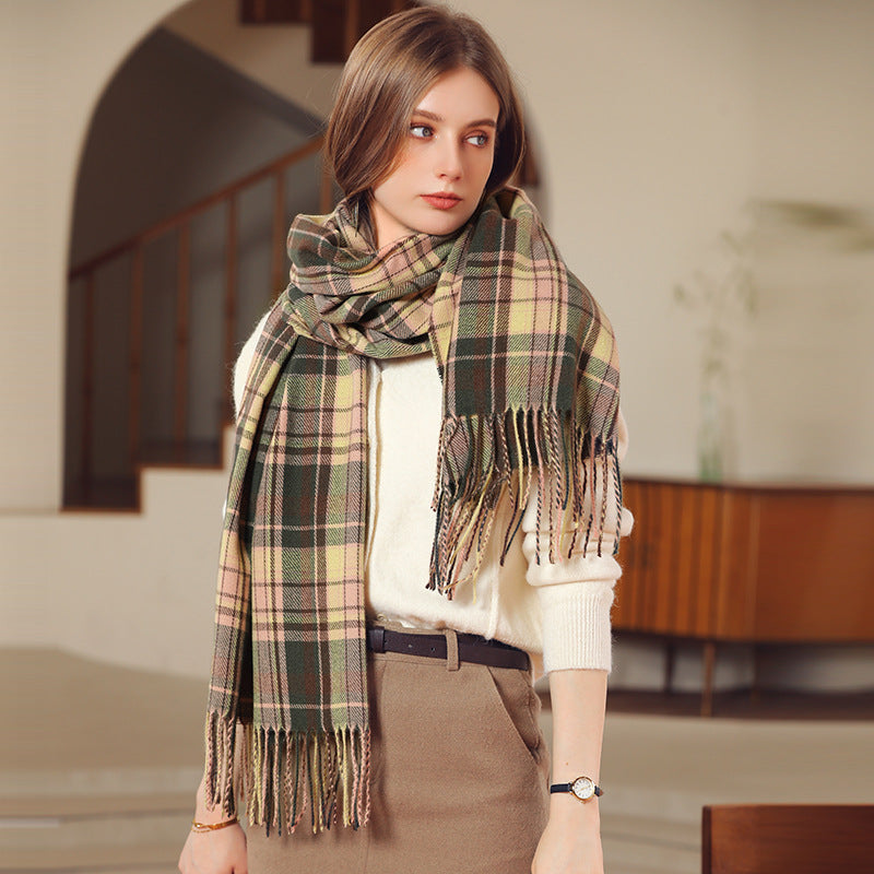 Women's Winter Plaid Artificial Cashmere Shawl Street Scarfs