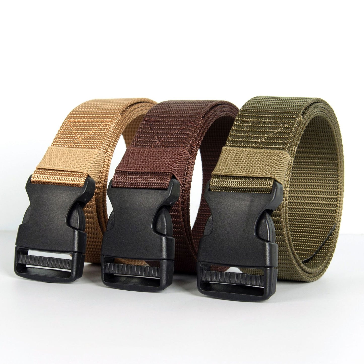 Women's & Men's Canvas Green Without Metal Tactical Military Training Automatic Buckle Belts