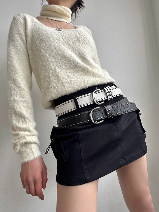 Style Double Row Rivet Versatile Niche Belts