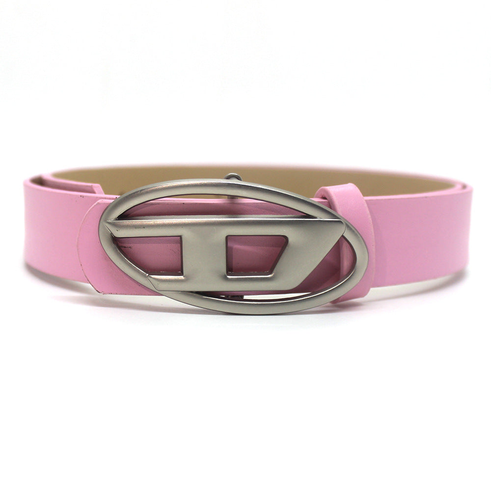 Women's & Men's Trendy Letter Oval Metal Snap Button Belts