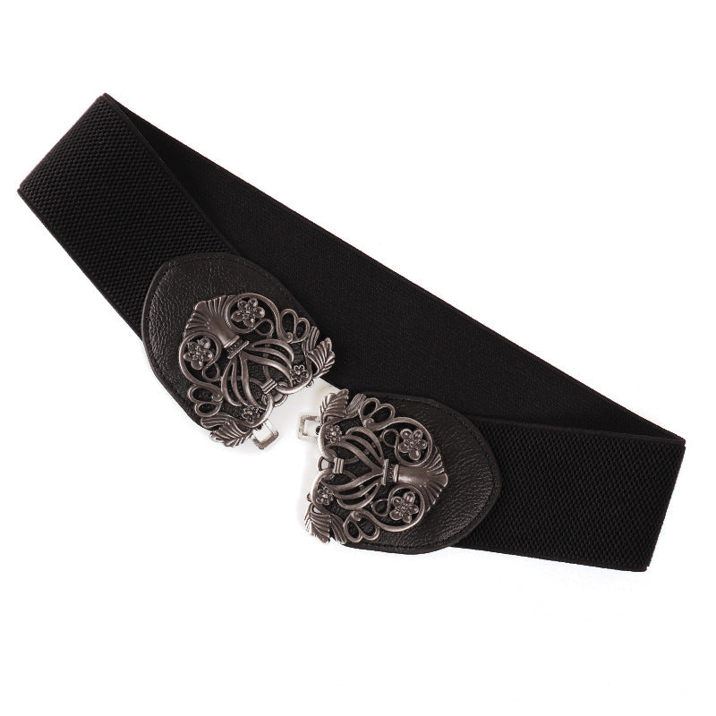 Women's Korean Style High Court Vintage Engraving Wide Belts